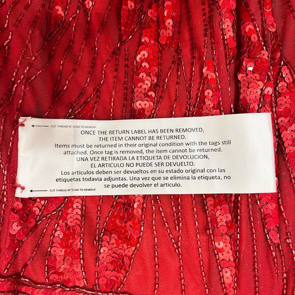 MAC DUGGAL 4635 Embellished Faux Wrap Open Back Gown Red Sequin 14 NEW - Picture 6 of 9